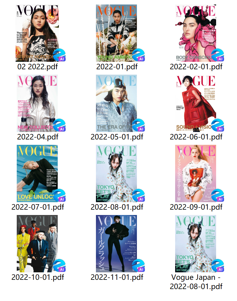 Vogue Japan 2022年合集vogue日版日本时尚潮流杂志PDF高清素材