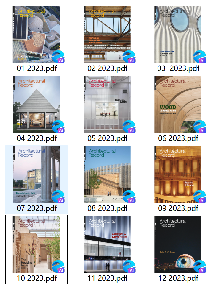 《Architectural Record》2023年合集建筑实录杂志PDF下载