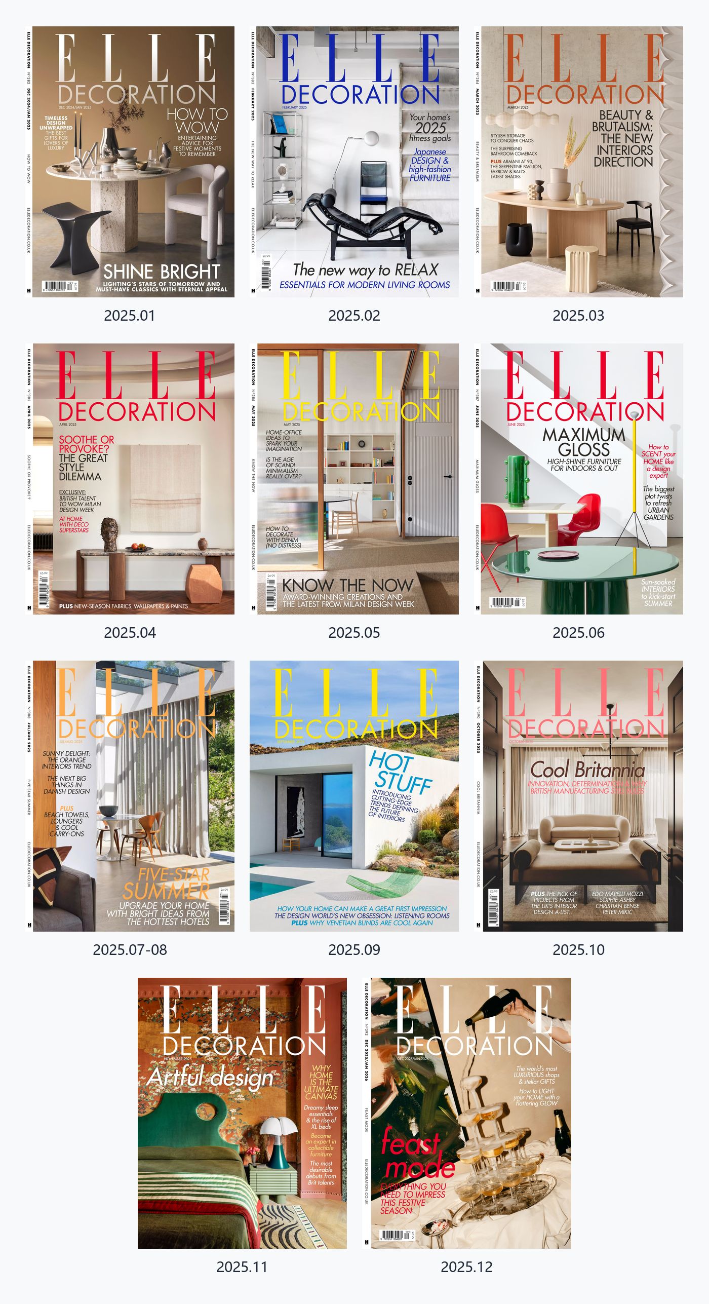 Elle Decoration UK 2025年合集英国高端室内设计家居杂志 PDF高清