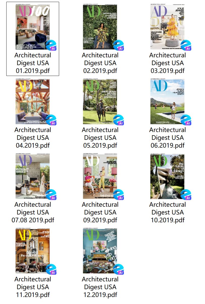 Architectural Digest USA 2019年合集建筑文摘杂志AD美版PDF高清