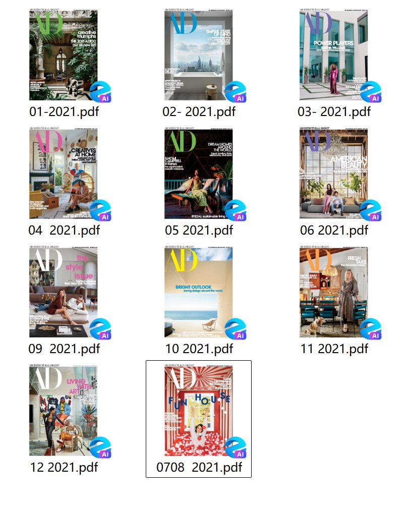 Architectural Digest USA 2021年合集建筑文摘杂志AD美版PDF高清