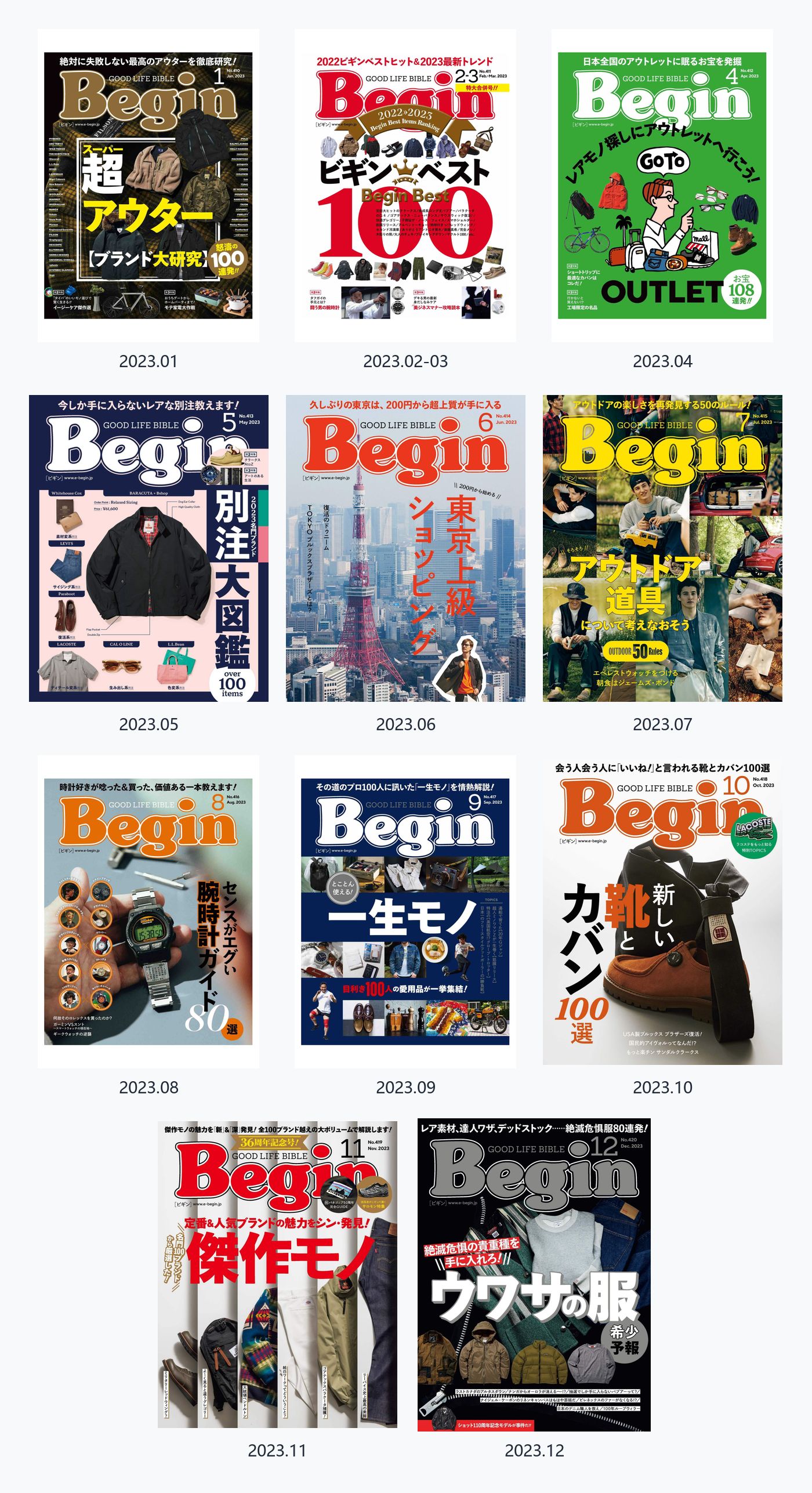 Begin 2023年合集日本男性时尚生活杂志 PDF高清
