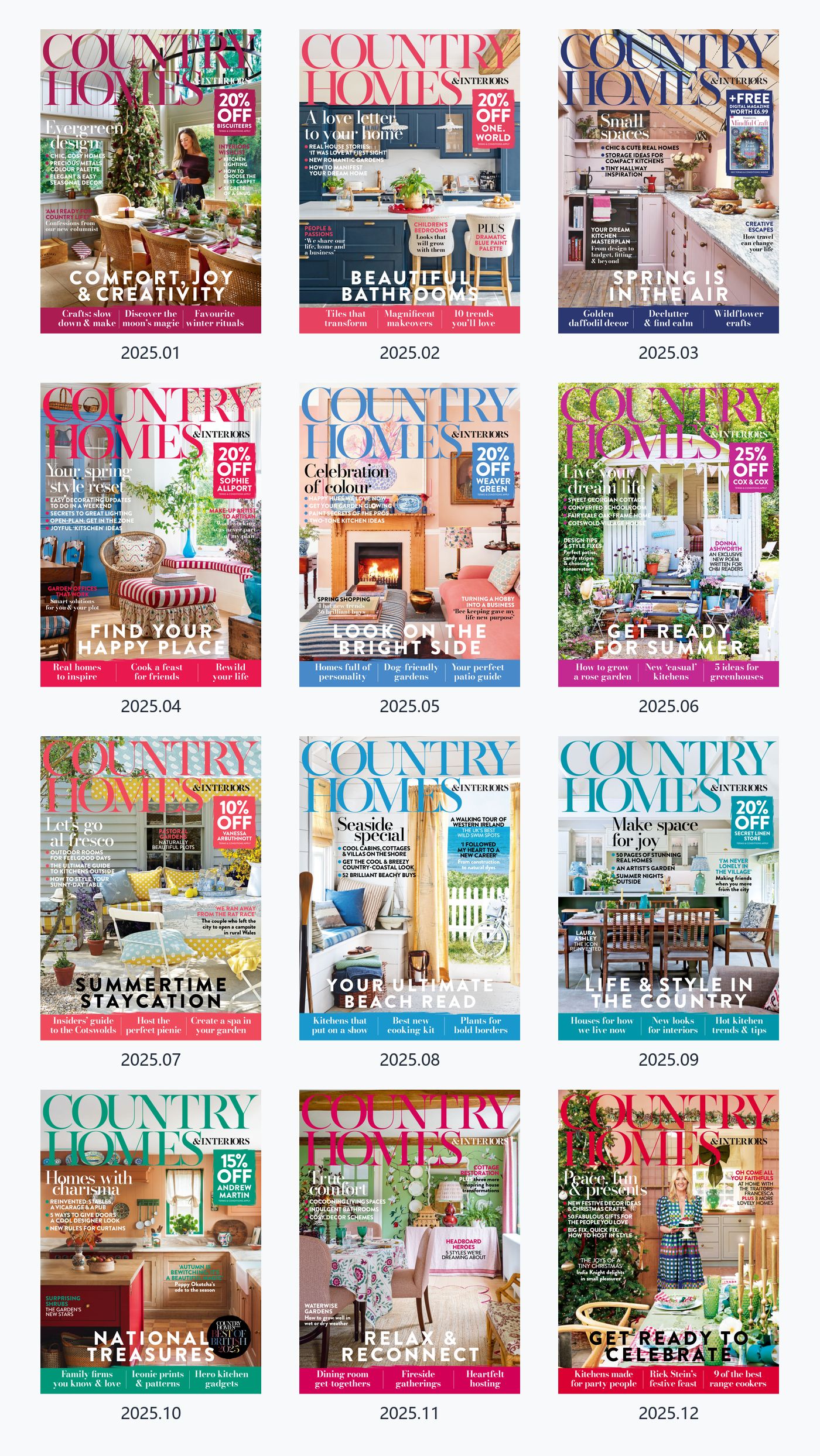 Country Homes Interiors 2025年合集英国乡村家居室内设计杂志 PDF高清